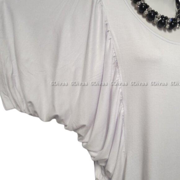 White Cotton Dolman Sleeve Top Sizes M/L, L/XL, XL/XXL - NWT - Picture 2 of 10
